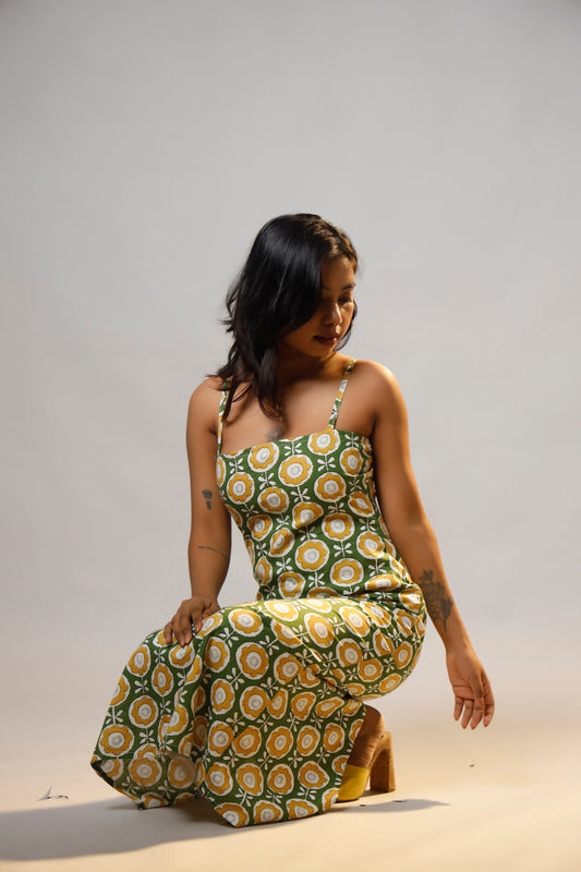 Green Blossom Cotton Dress