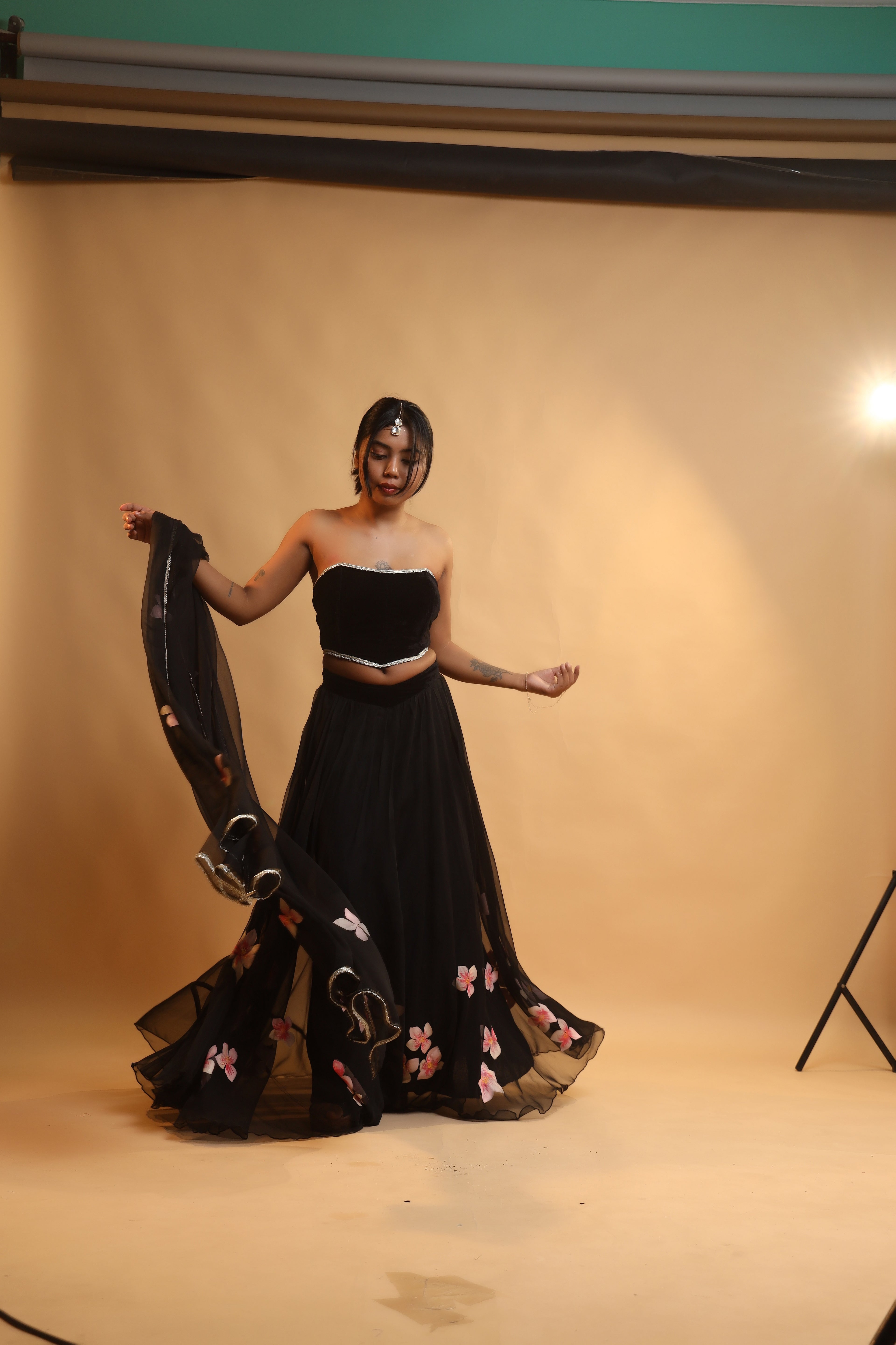 Corset & Canvas Georgette Lehenga Set with Detachable Sleeves