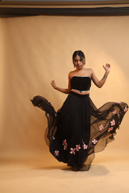 Corset & Canvas Georgette Lehenga Set with Detachable Sleeves