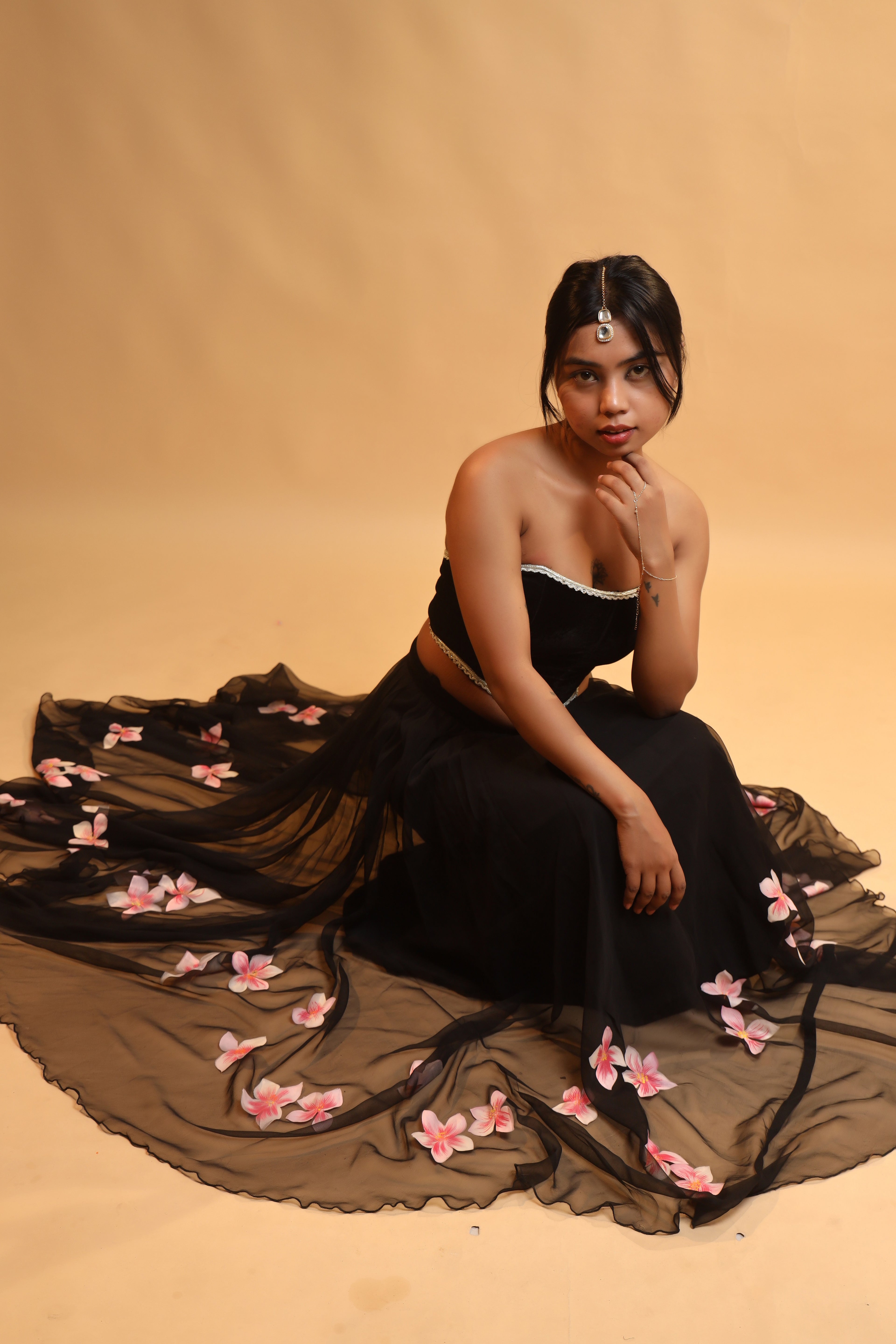 Corset & Canvas Georgette Lehenga Set with Detachable Sleeves