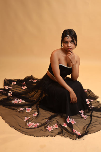 Corset & Canvas Georgette Lehenga Set with Detachable Sleeves