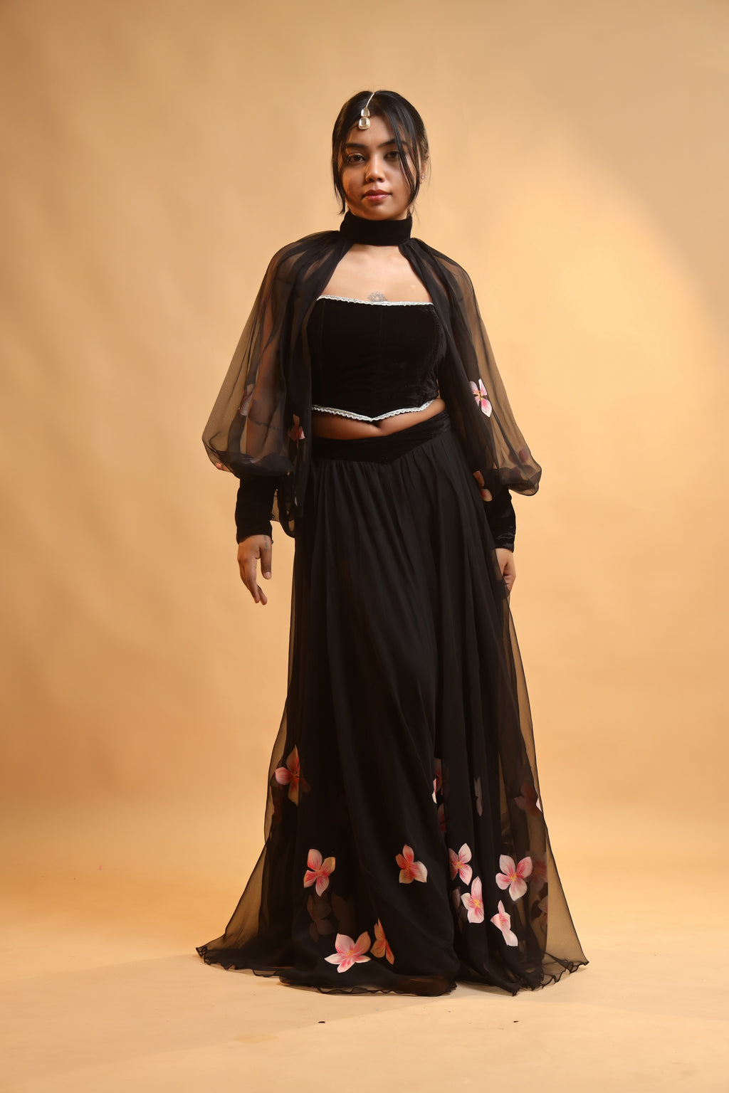 Corset & Canvas Georgette Lehenga Set with Detachable Sleeves