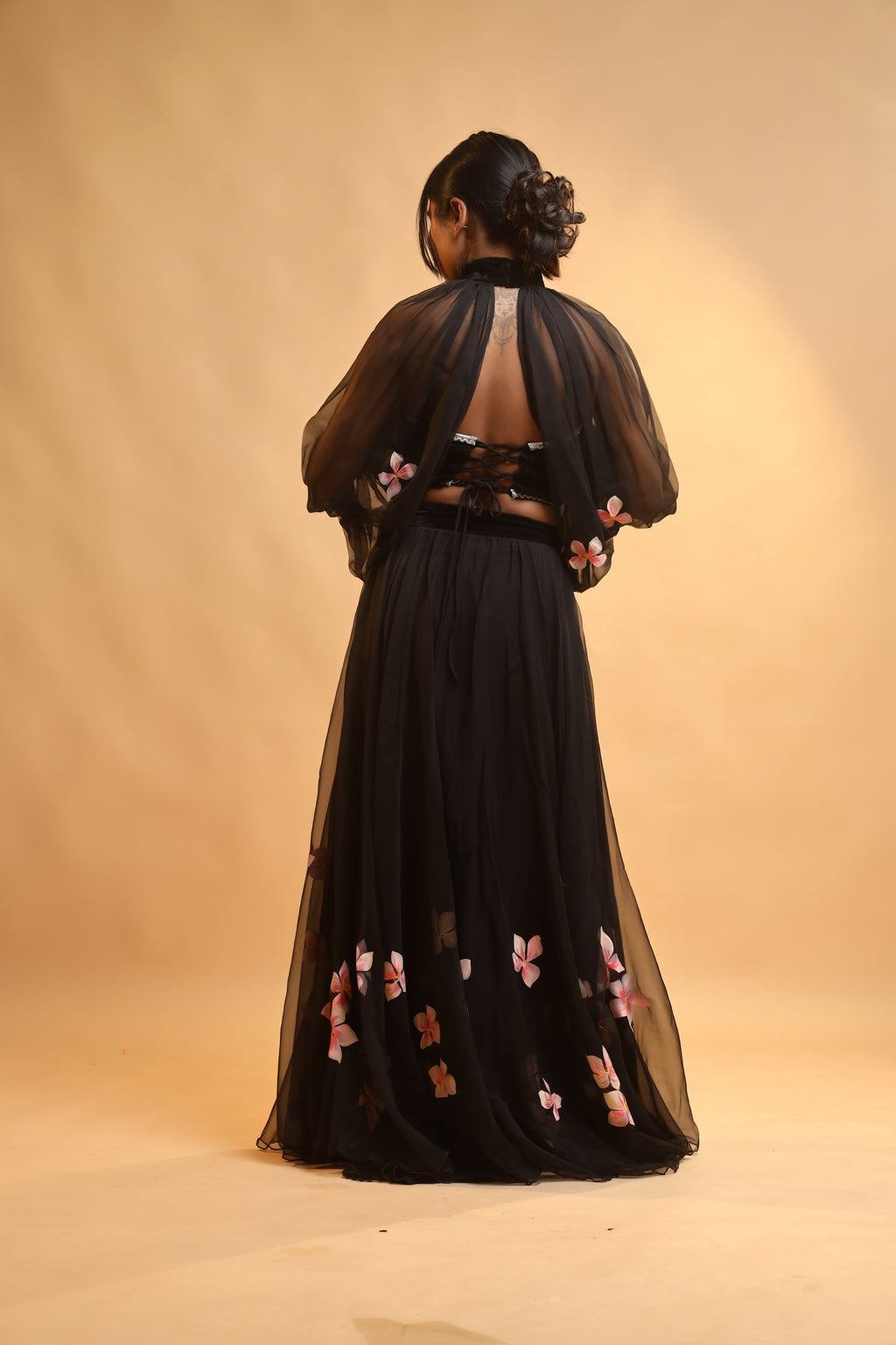 Corset & Canvas Georgette Lehenga Set with Detachable Sleeves