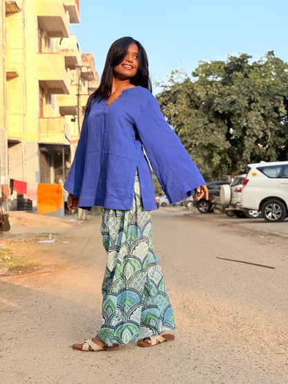 Pure Cotton Mini Kurta & Printed Trousers