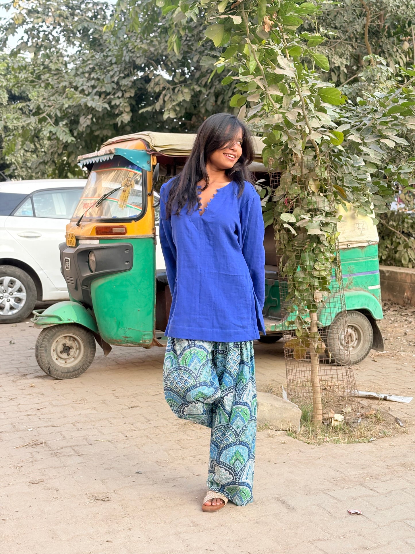 Pure Cotton Mini Kurta & Printed Trousers