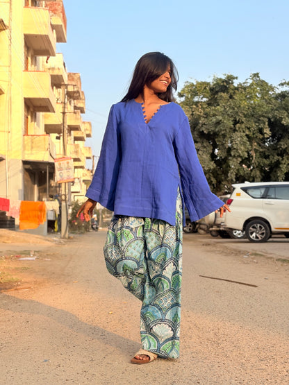 Pure Cotton Mini Kurta & Printed Trousers