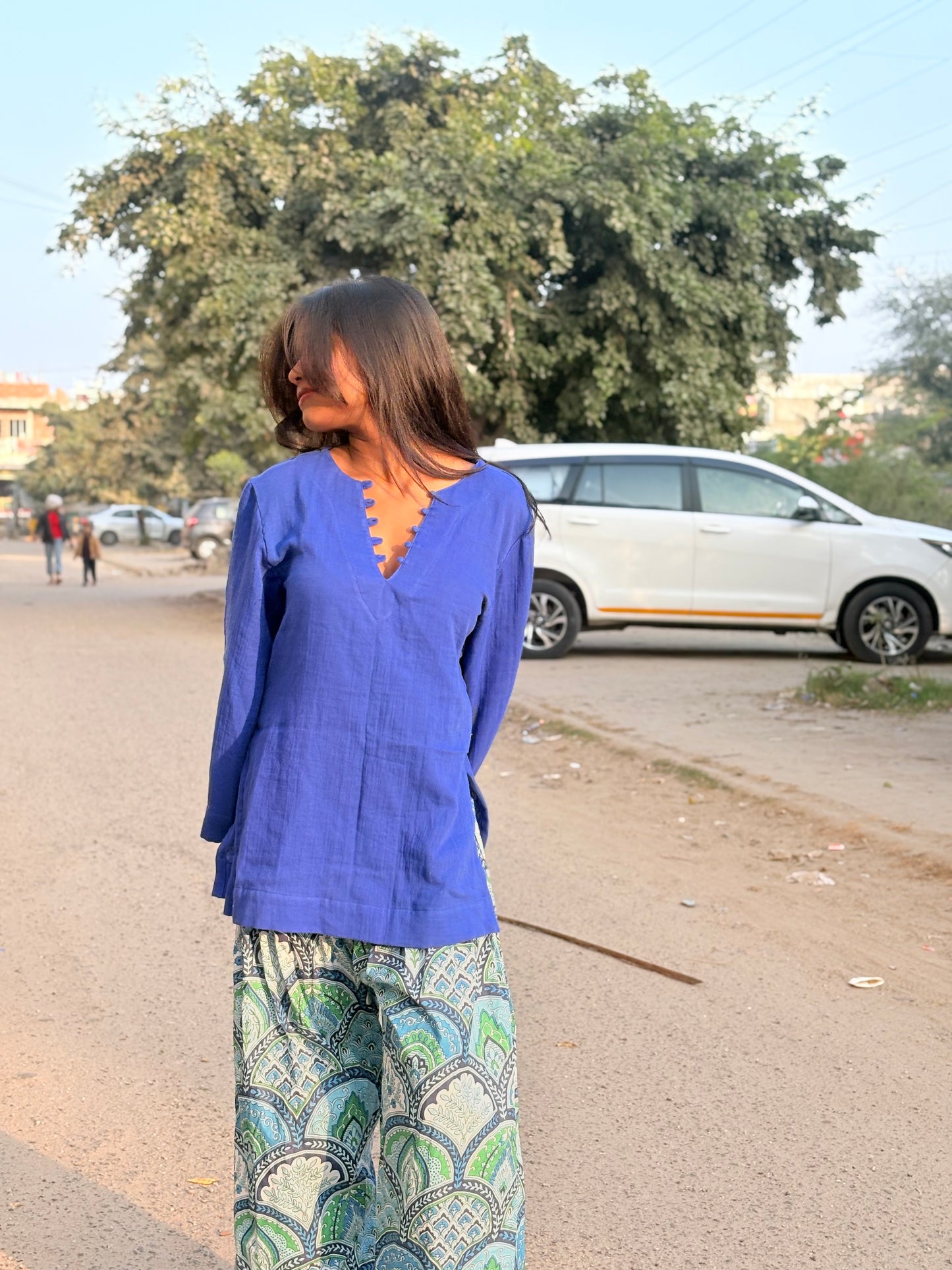 Pure Cotton Mini Kurta & Printed Trousers