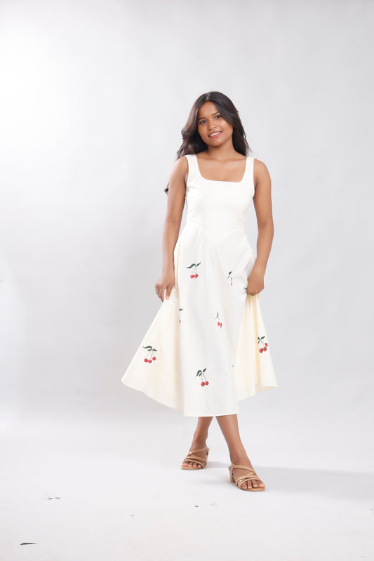 Cherry Blossom Whisper Handpainted Dress