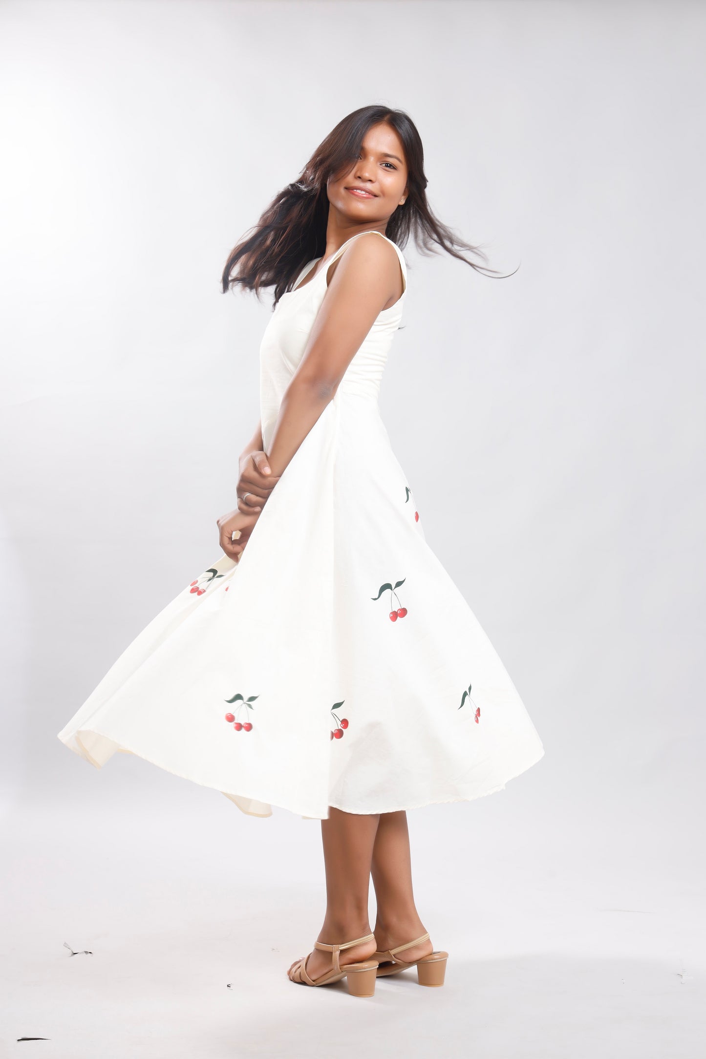 Cherry Blossom Whisper Handpainted Dress