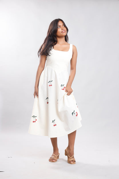 Cherry Blossom Whisper Handpainted Dress