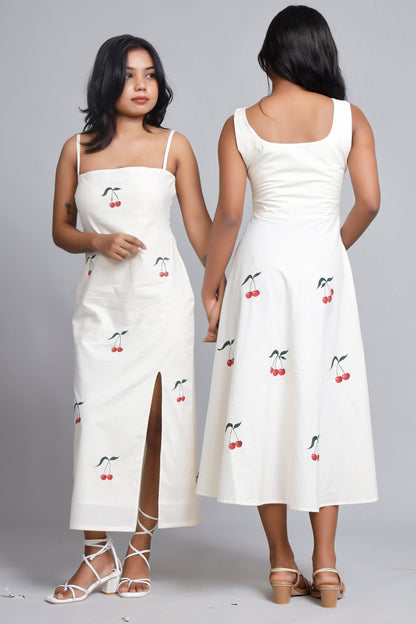 Cherry Bloom Elegance Butter Yellow Pencil dress