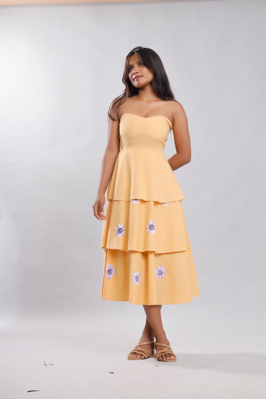 Bloom & Flutter Peach Hand-Painted Dress