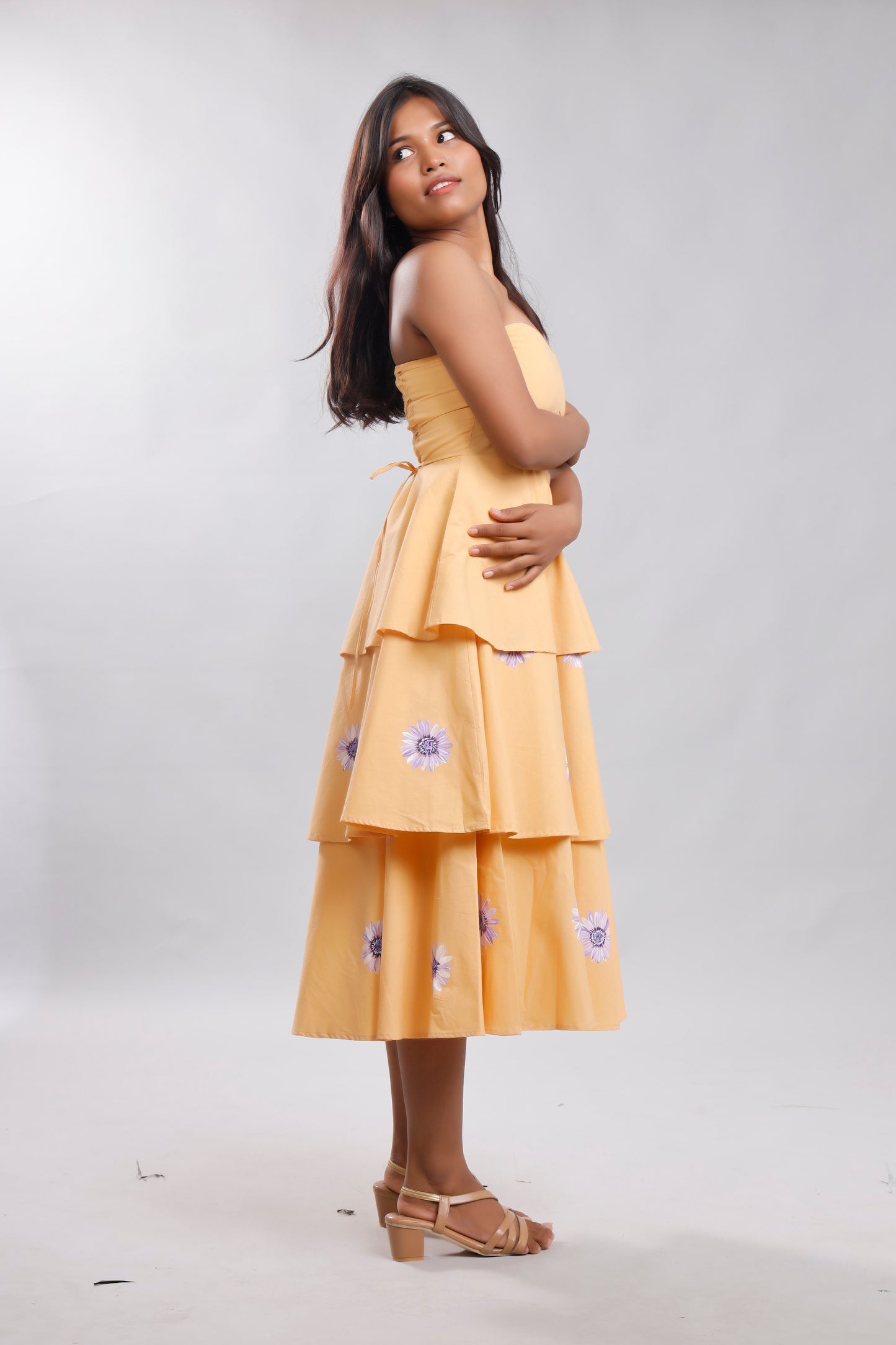Bloom & Flutter Peach Hand-Painted Dress