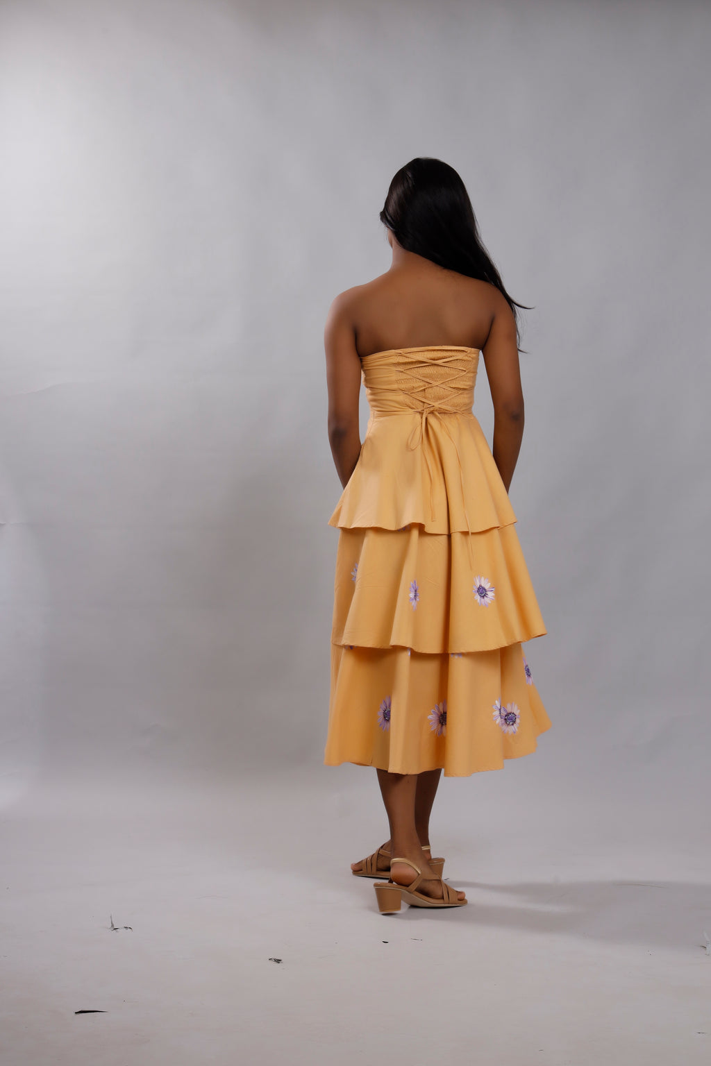 Bloom & Flutter Peach Hand-Painted Dress