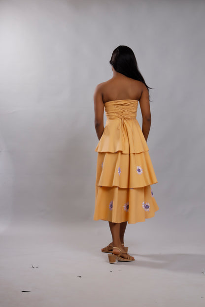 Bloom & Flutter Peach Hand-Painted Dress