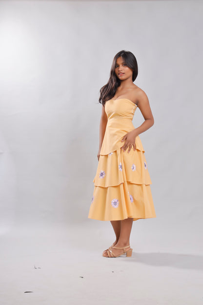 Bloom & Flutter Peach Hand-Painted Dress