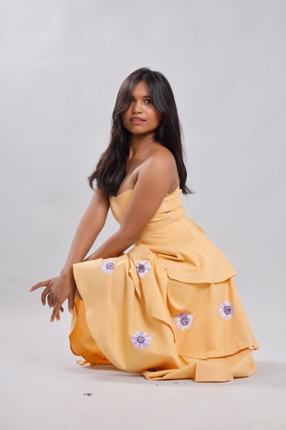 Bloom & Flutter Peach Hand-Painted Dress