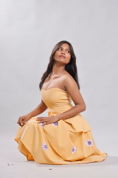 Bloom & Flutter Peach Hand-Painted Dress