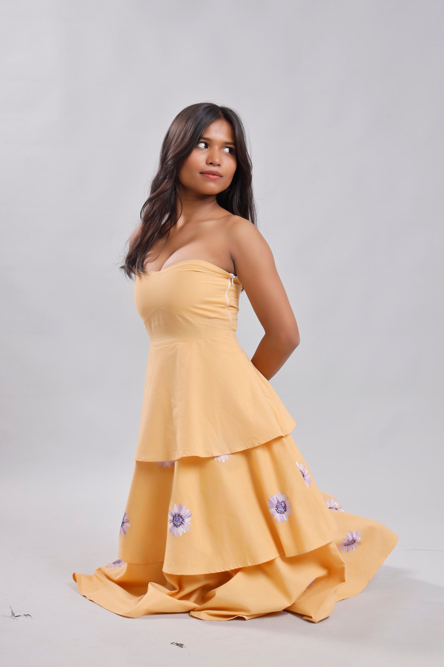 Bloom & Flutter Peach Hand-Painted Dress