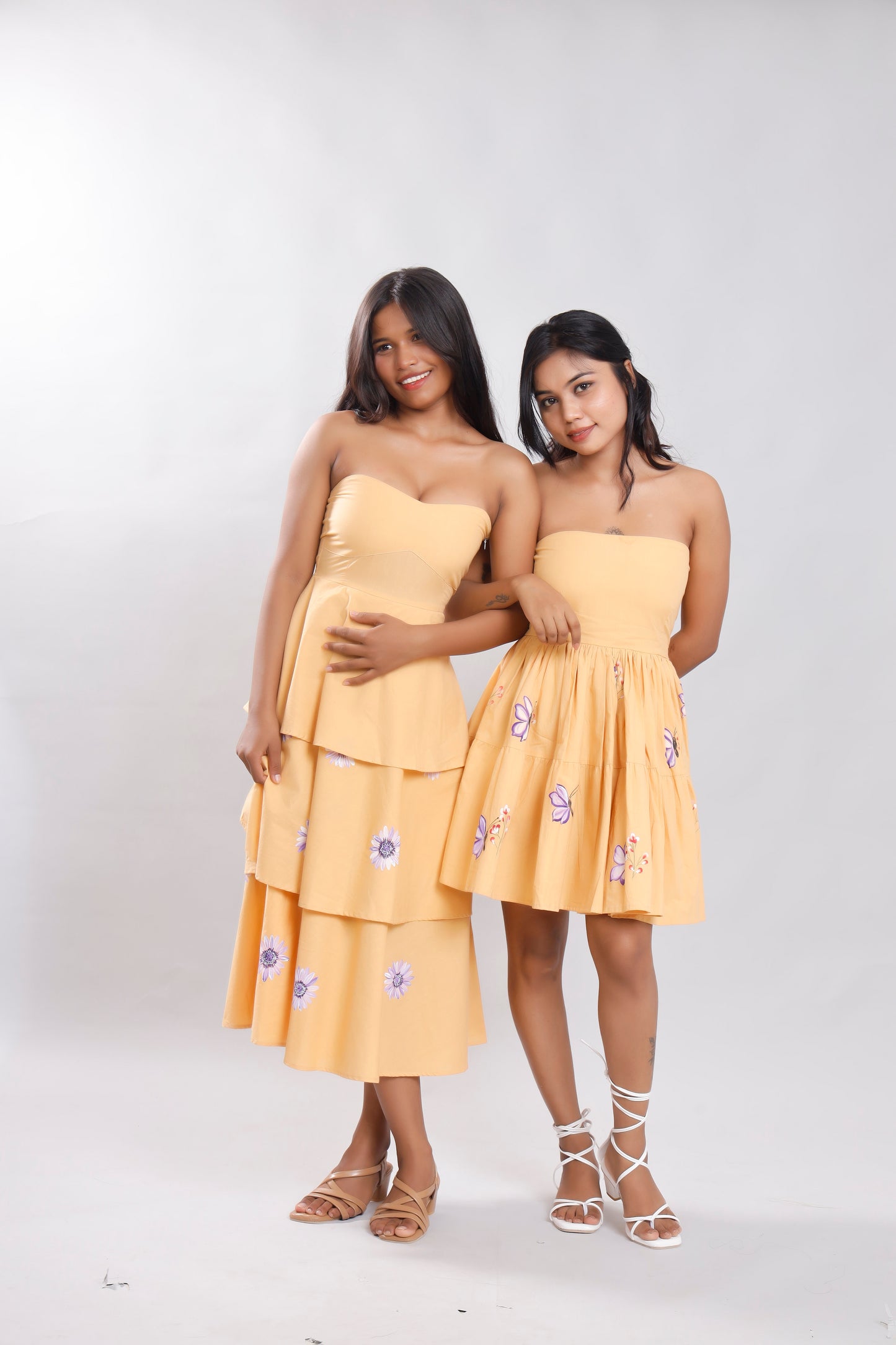 Bloom & Flutter Peach Hand-Painted Dress