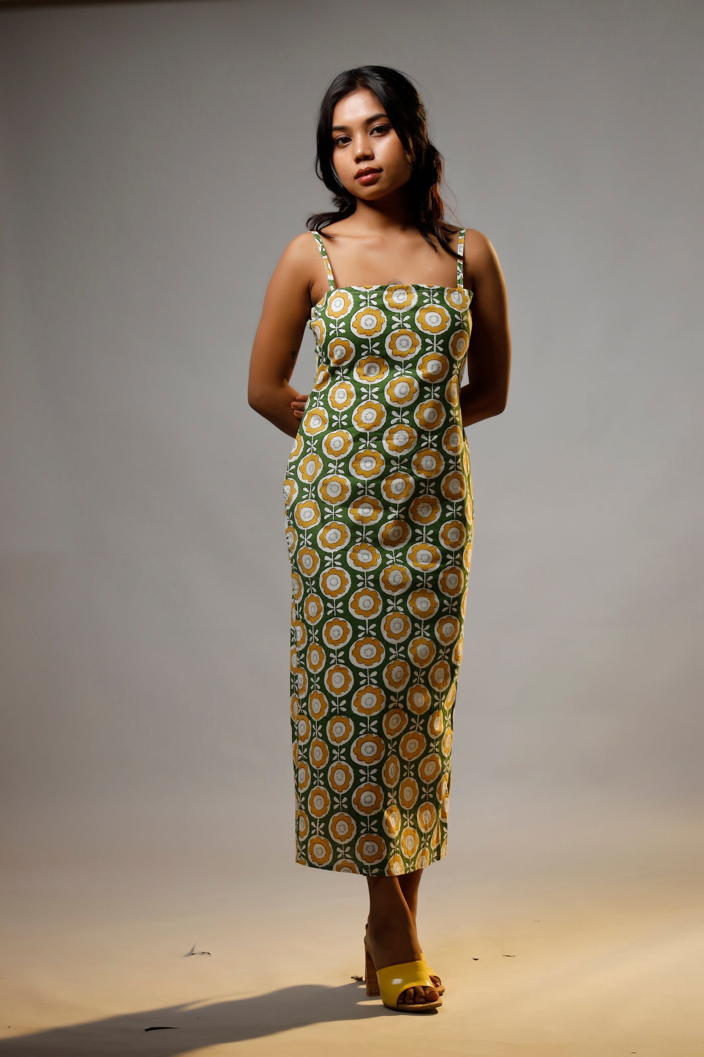 Green Blossom Cotton Dress