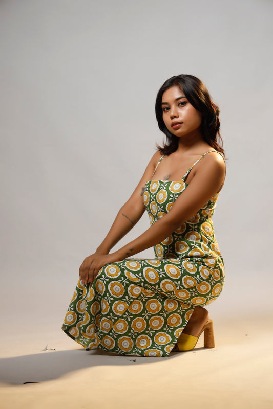 Green Blossom Cotton Dress