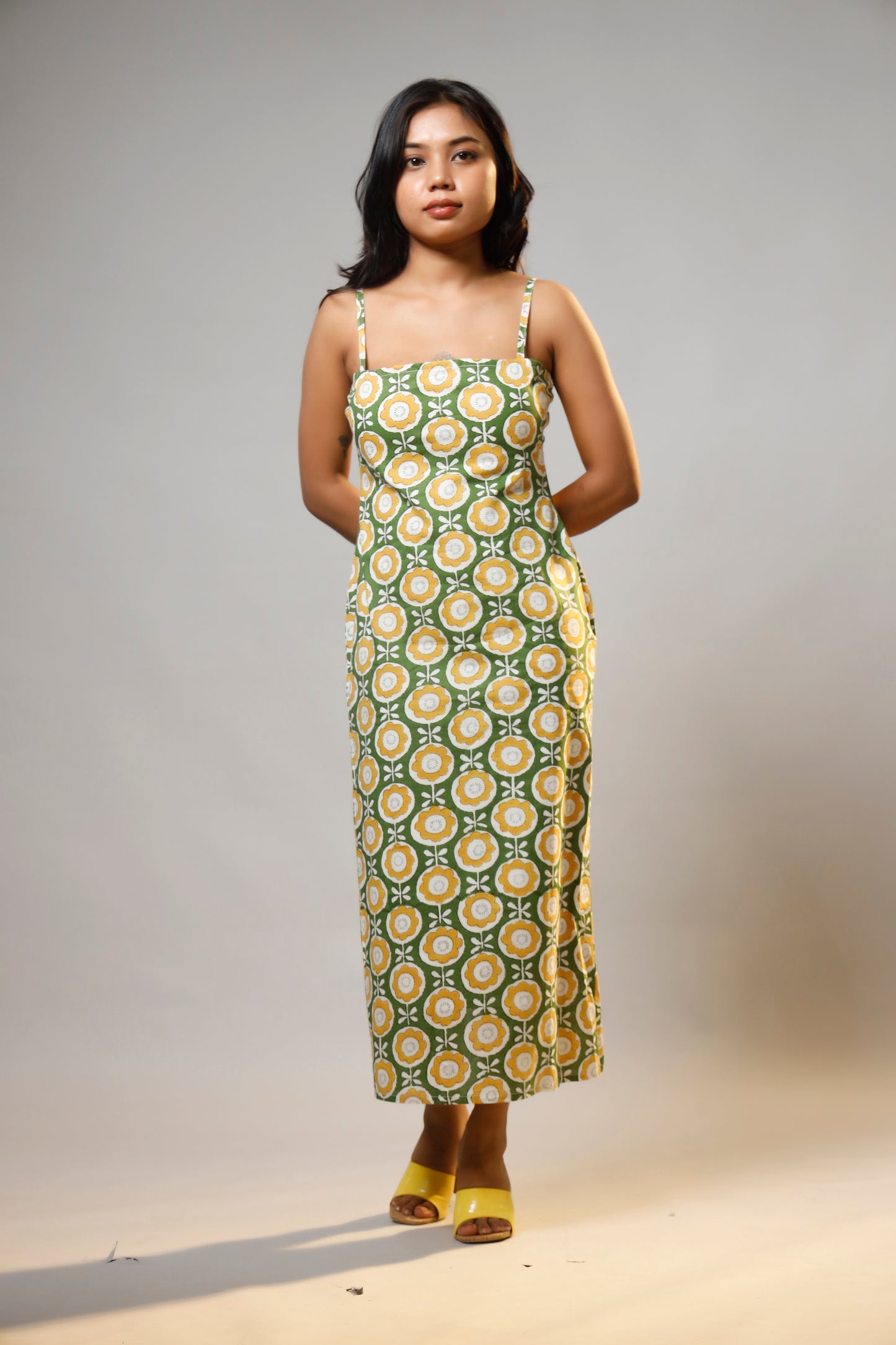 Green Blossom Cotton Dress