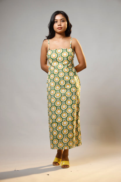 Green Blossom Cotton Dress