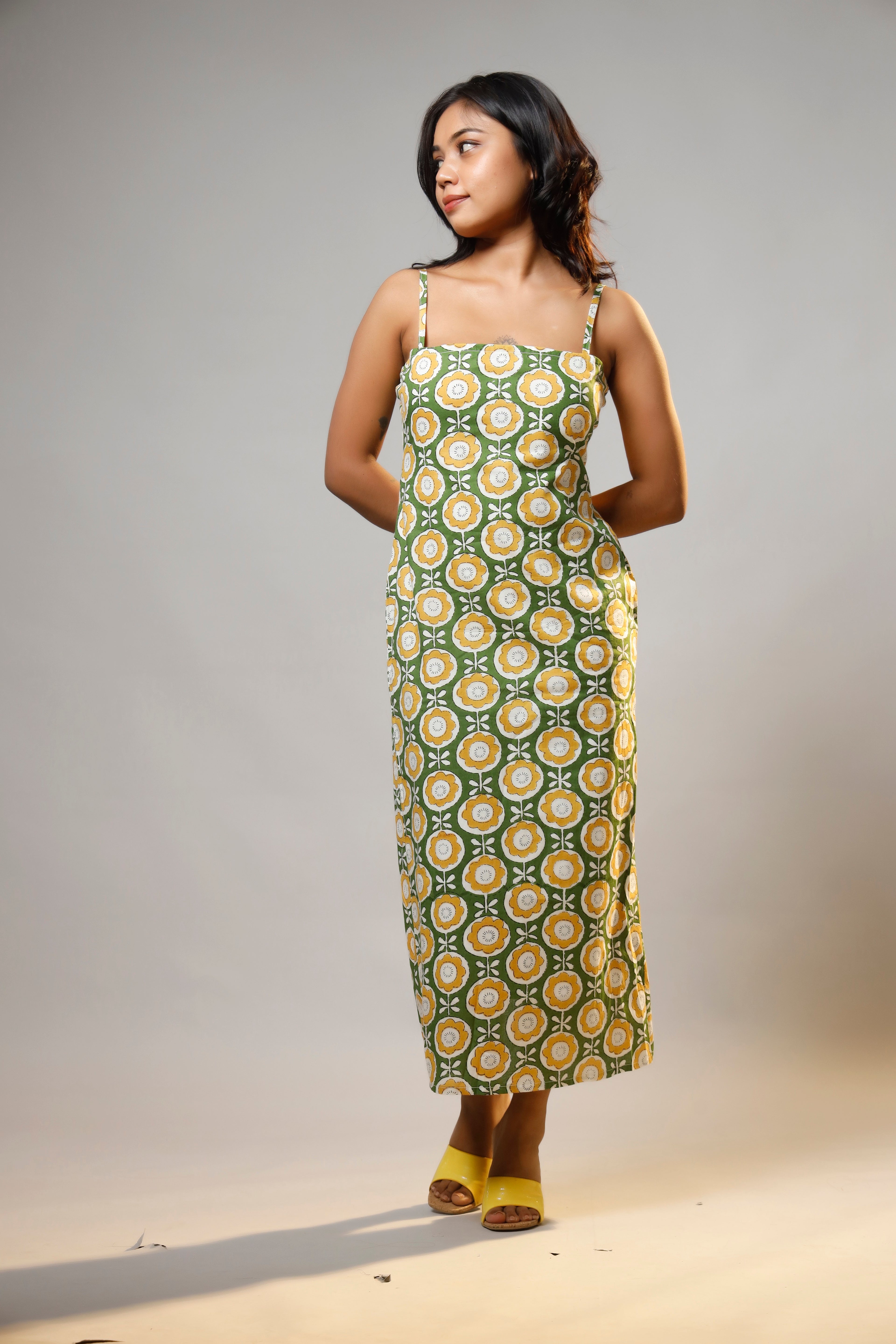 Green Blossom Cotton Dress