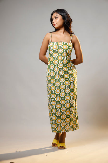 Green Blossom Cotton Dress