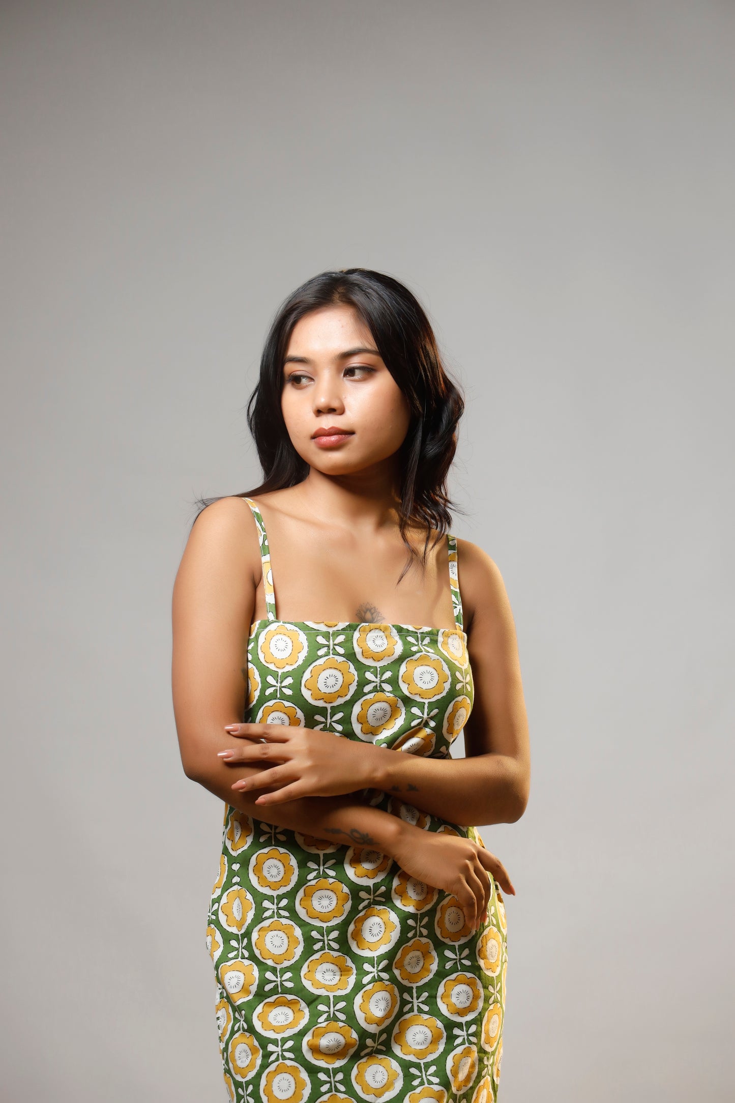 Green Blossom Cotton Dress