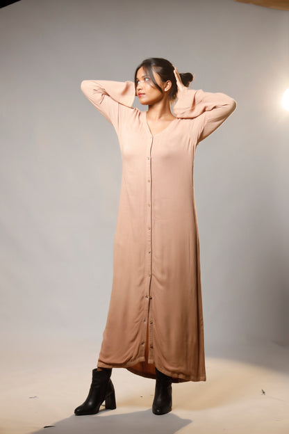 Vintage-Inspired Boho Maxi Shirt Dress with Relaxed Fit