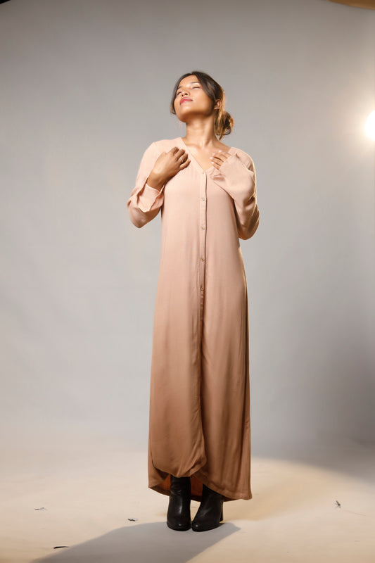 Vintage-Inspired Boho Maxi Shirt Dress with Relaxed Fit