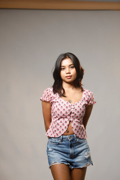 Cute & Classic Block Print Waistcoat Top