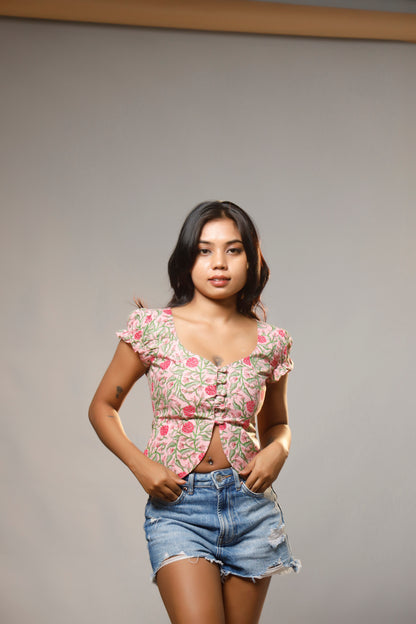 Block Print Beauty Waistcoat Style Top