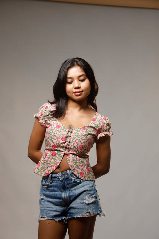 Block Print Beauty Waistcoat Style Top