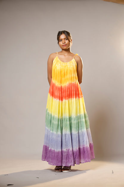 Sunset Vibes Rainbow Bohemian Maxi