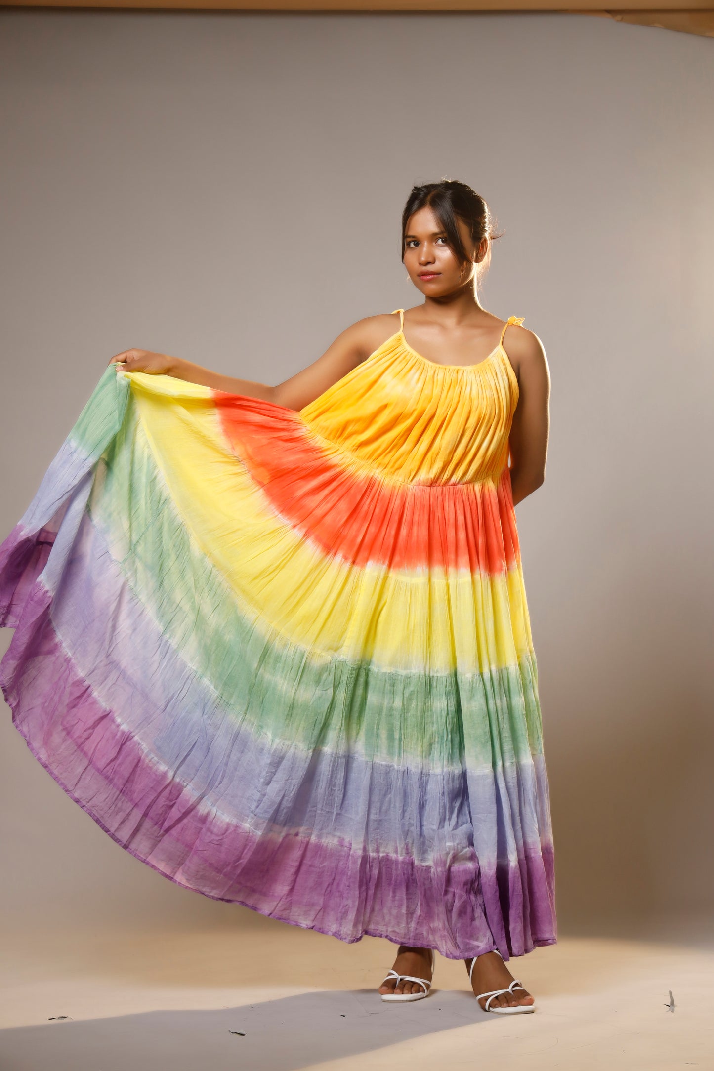 Sunset Vibes Rainbow Bohemian Maxi