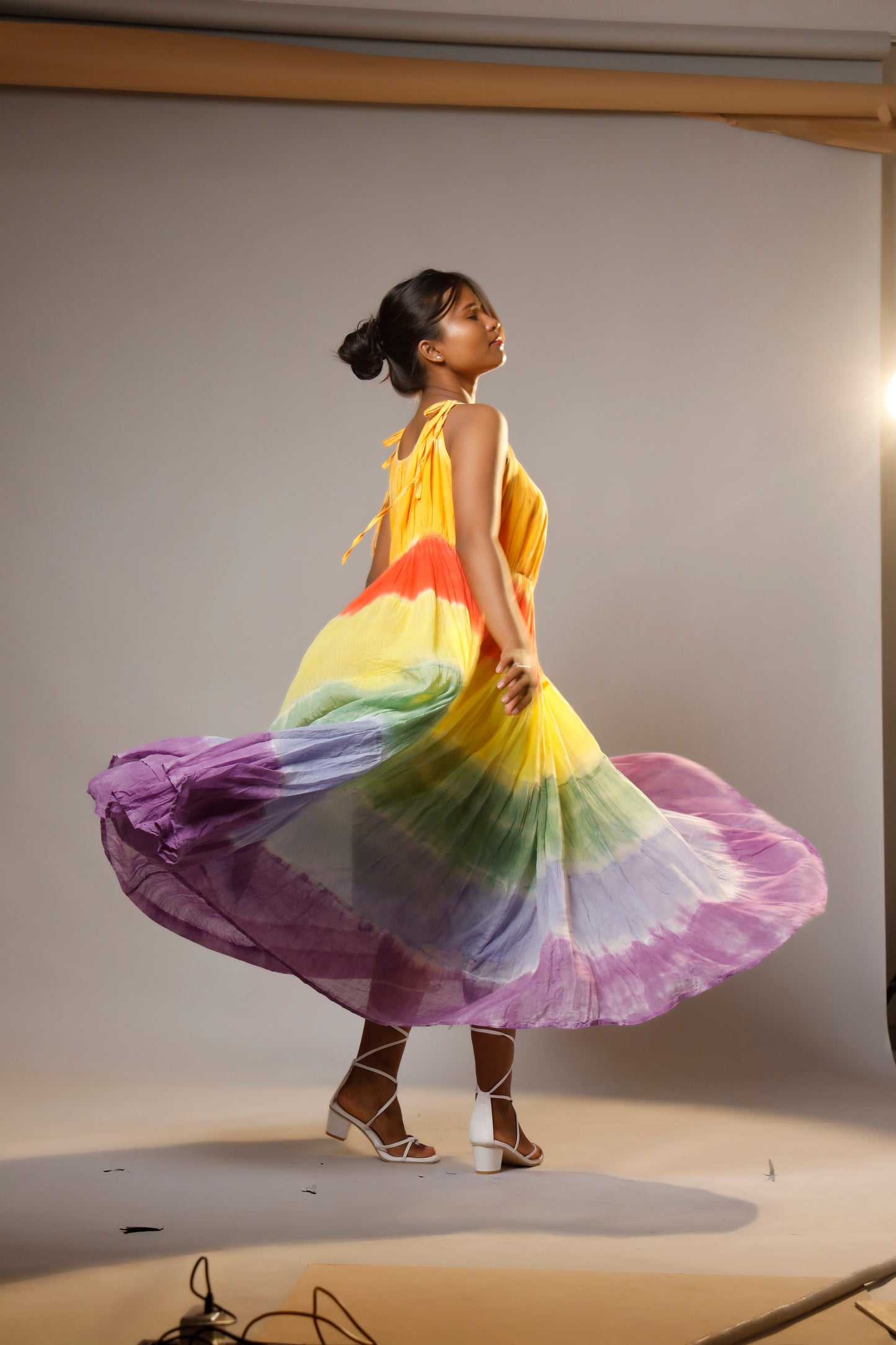 Sunset Vibes Rainbow Bohemian Maxi