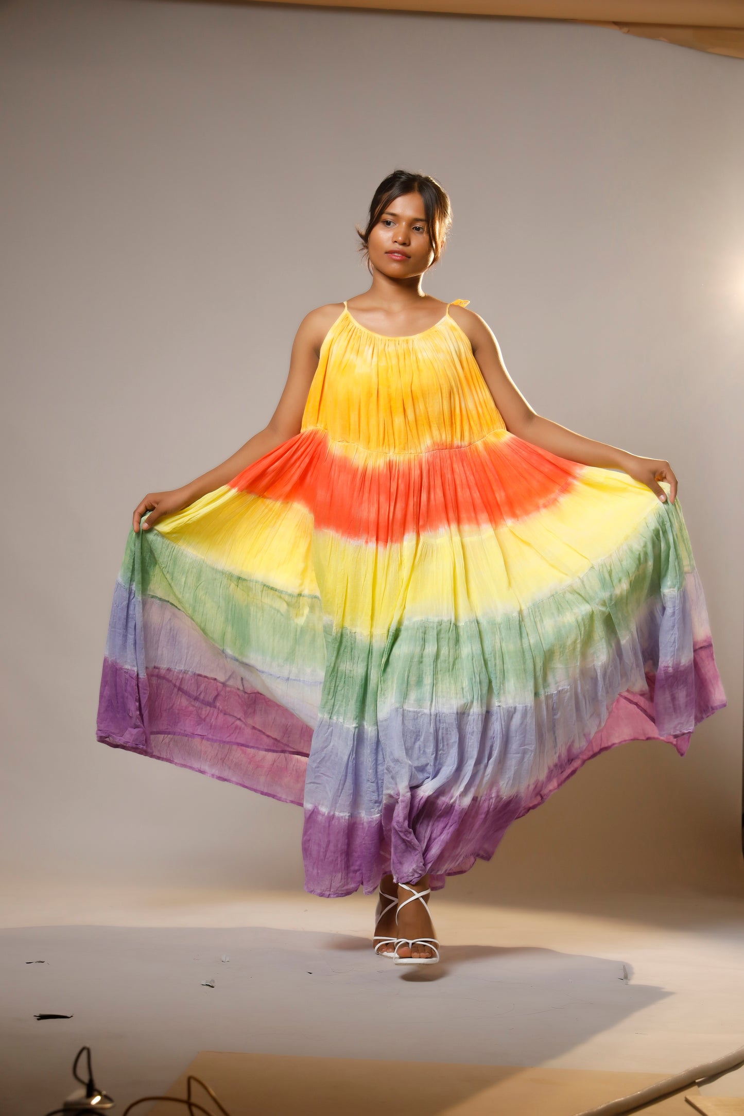 Sunset Vibes Rainbow Bohemian Maxi