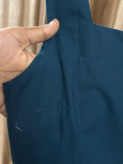 Turquoise Serenity Block Printed Short Corset Cotton Dress