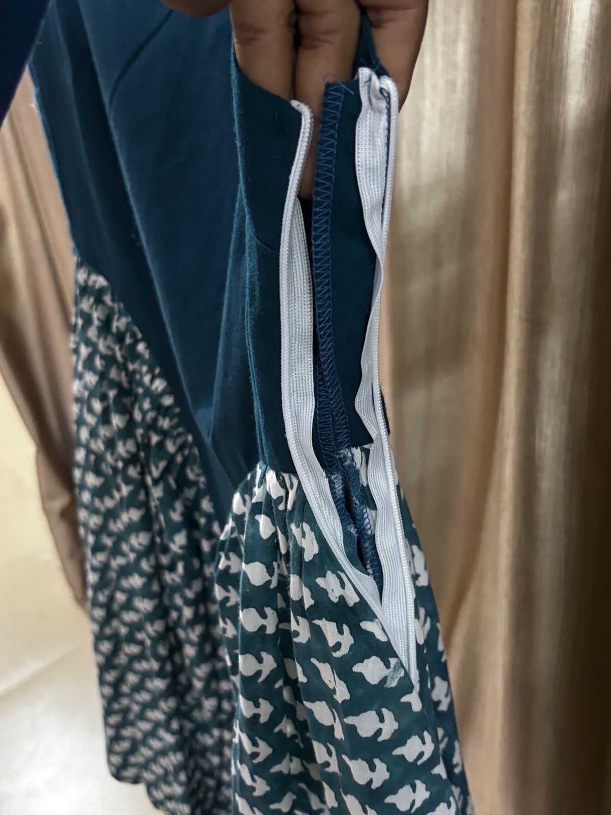 Turquoise Serenity Block Printed Short Corset Cotton Dress